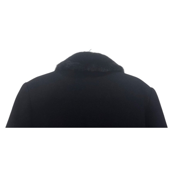 Larry Levine Wool coat size 12 Black with Fur Trim Collar - Picture 8 of 15